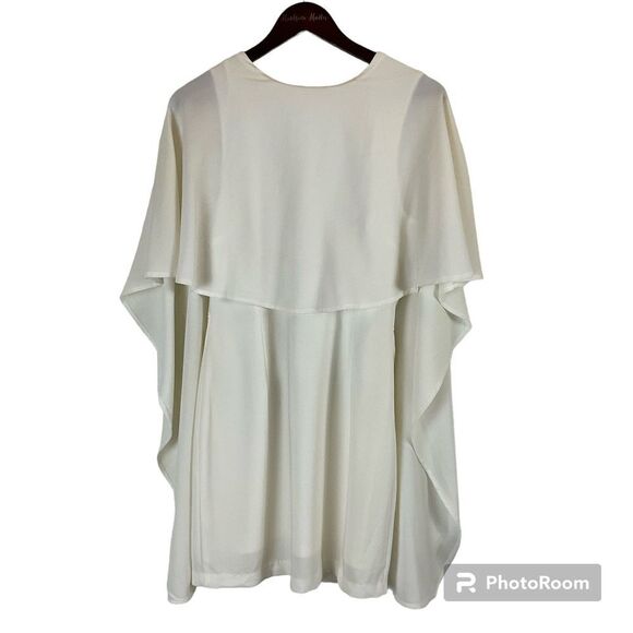 Lulus Womens The Best Is Yet To Come Dress L Cream Mini Cape Sleeve Backless H3 - Picture 1 of 12